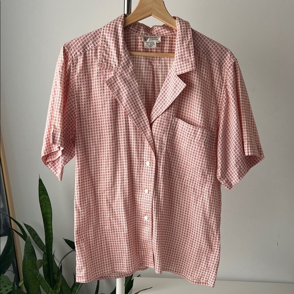 Gucci Tops - Vintage Gucci Pink Red Brown printed Checkered Casual Shirt 42 aprox S M